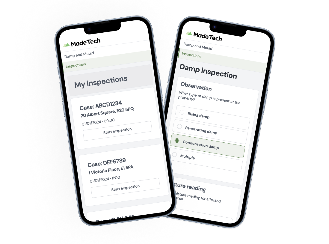 Made Tech Repairs Damp and Mould onsite inspection tools on mobile
